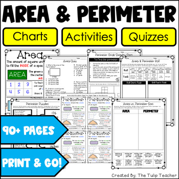 Preview of Area and Perimeter Unit Anchor Charts, Games, Worksheets, Assessments