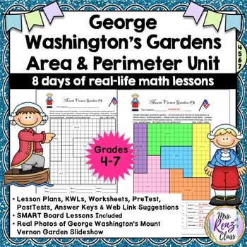 Preview of Area and Perimeter Unit  George Washington Gardens Slideshow (8 Days of Lessons)