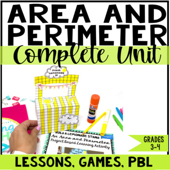 Preview of Area and Perimeter Unit with Lessons, Games, and Projects