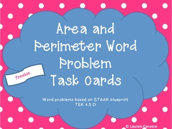 Preview of Area and Perimeter Word Problem Task Cards