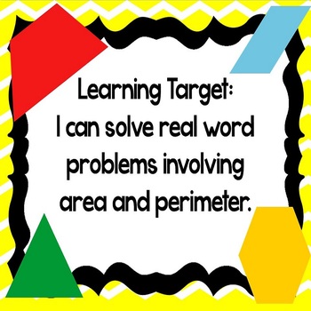 Preview of Real World Area and Perimeter Word Problems PowerPoint with Worksheet Review