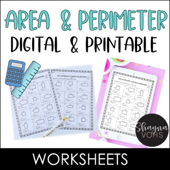 Preview of Area and Perimeter Worksheets | Digital
