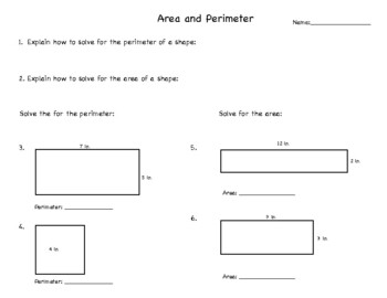 Preview of Area and Perimeter Worksheet