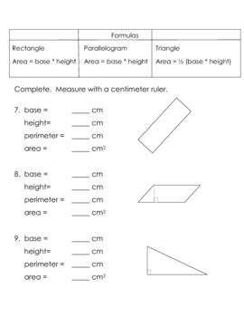teaching area and perimeter worksheets
