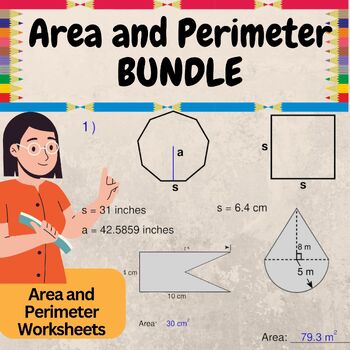 Preview of Area and Perimeter Worksheets BUNDLE