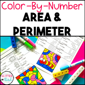Preview of Area and Perimeter Worksheets Color By Number Activities