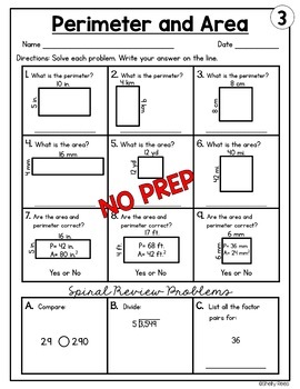 free printable perimeter and area worksheets