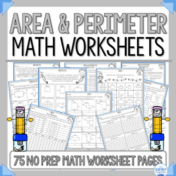 Preview of Area and Perimeter Worksheets No Prep 