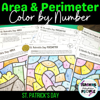 Preview of Area and Perimeter Worksheets with Answers pdf | St. Patrick's Day