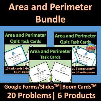 Preview of Area and Perimeter of 2d Figures | Google, Boom, Printable Task Cards | Geometry