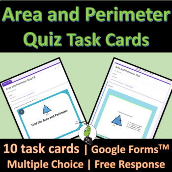 Preview of Area and Perimeter of 2d Figures | Google Form Quiz Problems | Geometry