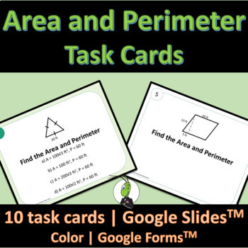 Preview of Area and Perimeter of 2d Figures | Google Forms Review Problems | Geometry