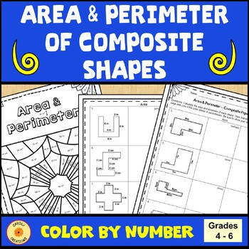 Preview of Area and Perimeter of Composite Shapes Coloring Worksheet