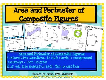 Preview of Math Station:  Area and Perimeter of Composite figures Task Cards, Exit Tickets
