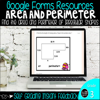 Preview of Area and Perimeter of Irregular Shapes Unit Digital Google Forms