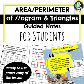 Preview of Area and Perimeter of Parallelograms and Triangles Guided Notes/Activity