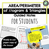 Area and Perimeter of Parallelograms and Triangles Guided 