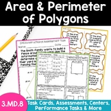 Area and Perimeter of Polygons 3.MD.8 Task Cards Assessmen