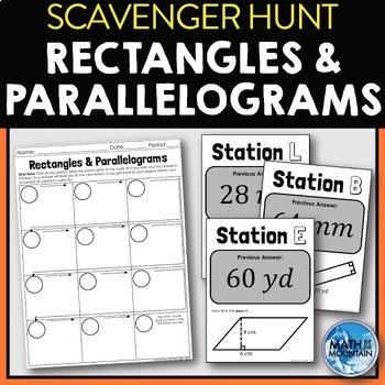 Preview of Area and Perimeter of Rectangles & Parallelograms Scavenger Hunt Activity