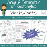 Area and Perimeter Rectangles Imperial WORKSHEETS 5th Grad