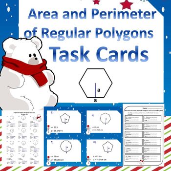 Preview of Area and Perimeter of Regular Polygons Task Cards