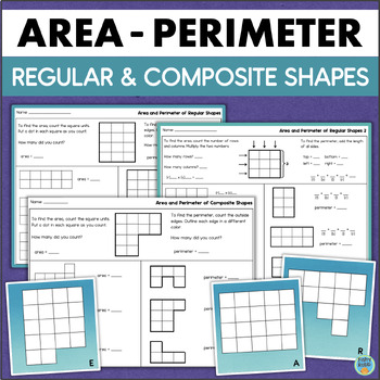 Preview of Area & Perimeter of Rectangles Polygons & Irregular Shapes Practice Worksheets
