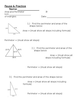 Preview of Area and Perimeter of Triangles: A mixed review