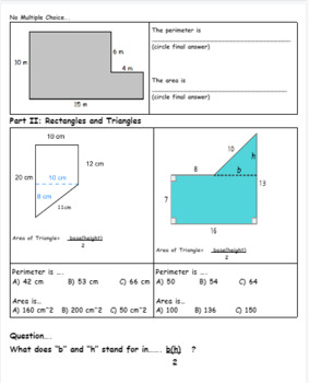 Preview of Area and Perimeter of a Compound Shape Assessment