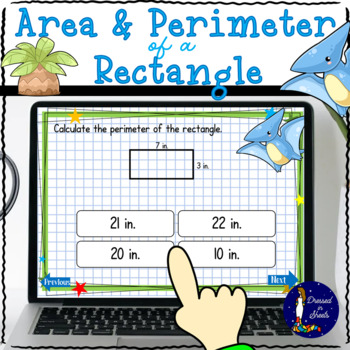 Preview of Area and Perimeter of a Rectangle BOOM Cards