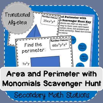 Preview of Area and Perimeter with Monomials Scavenger Hunt