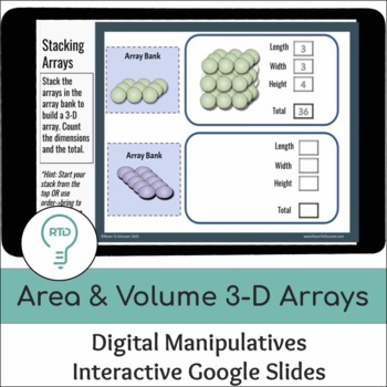 Preview of Area and Volume | Digital 3D Arrays Visual Models