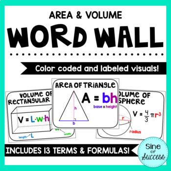 Preview of Area and Volume Word Wall Posters