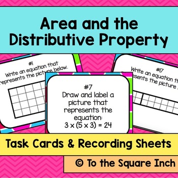 Preview of Area and the Distributive Property Task Cards | Math Center Practice Activity