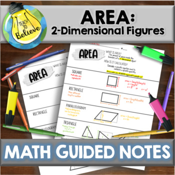 Preview of Area of 2-Dimensional Figures - Guided Notes