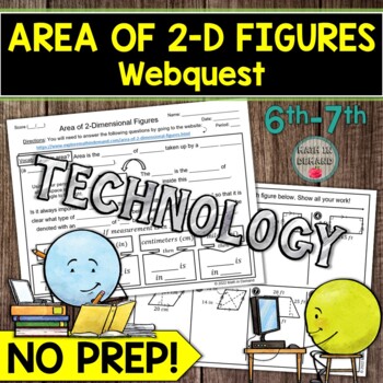 Preview of Area of 2-Dimensional Figures Webquest 6th & 7th Grade Math