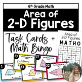Area of 2D Figures Task Cards and Bingo Game for 6th Grade Math