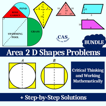 Preview of Area of 2D Shapes Bundle-Critical Thinking Activity-Math Challenge