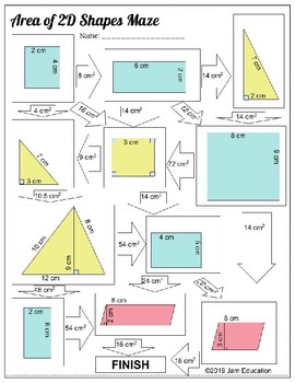 area of 2d shapes maze by jam education teachers pay teachers