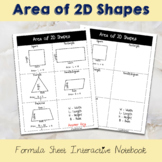 Area of 2D Shapes- Notes/Interactive Notebook Formula Sheet