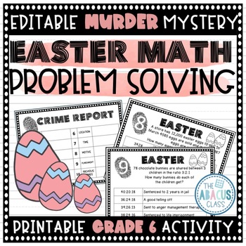 Preview of Easter Math Problem Solving Murder Mystery Printable Activity for Middle School