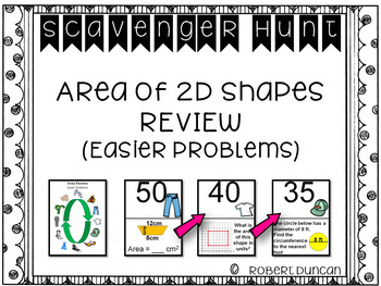 Preview of Area of 2D Shapes Review-Easier Problems