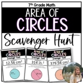 Area of Circles Scavenger Hunt for 7th Grade Math