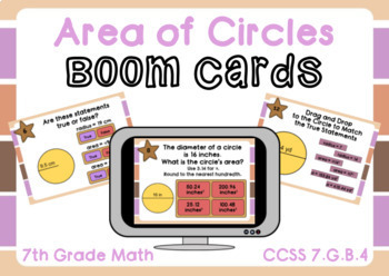 Preview of Area of Circles Boom Cards-Digital Task Cards