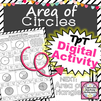 Preview of Area of Circles Worksheet Distance Learning Digital Activity