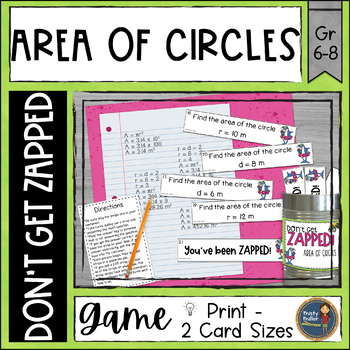 Preview of Area of Circles Don't Get ZAPPED Math Game - Pi Day Activity Middle School