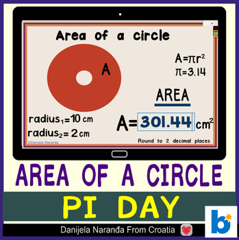 Preview of Area of Circles MATH Boom ™ Cards