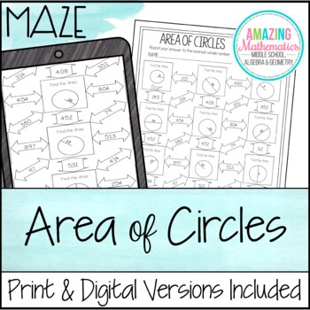 Preview of Area of Circles Worksheet - Maze Activity