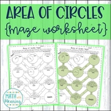 Area of Circles Maze Worksheet Activity - Aligned to CCSS 7.G.B.4