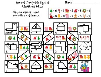 Area of Composite Figures Activity: Christmas Math Maze by Science Spot