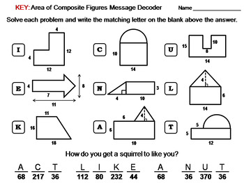 area of composite figures activity math message decoder